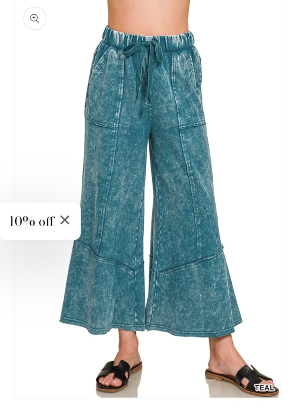 Medium Zenana New Without Tags - Acid Wash Dark Teal - Wide Leg Flared Pants